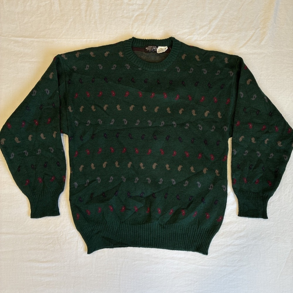 Brooks Brothers Wool Sweater Women's M‎ / Men's XS Made in Italy Paisley Vintage